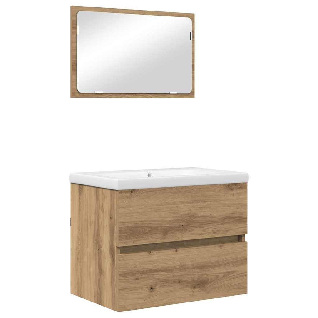 Bathroom Furniture Set 3 pcs Artisan Oak Engineered Wood