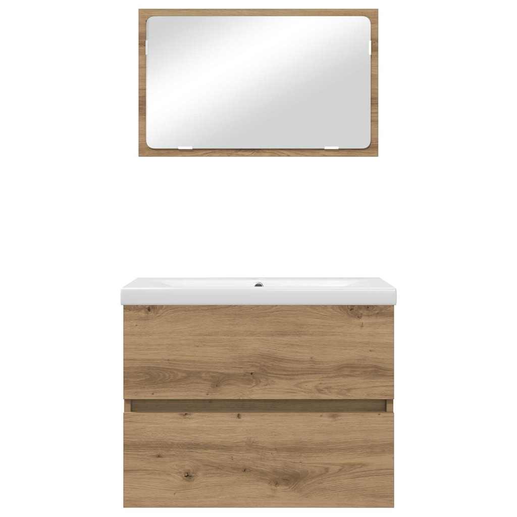 Bathroom Furniture Set 3 pcs Artisan Oak Engineered Wood