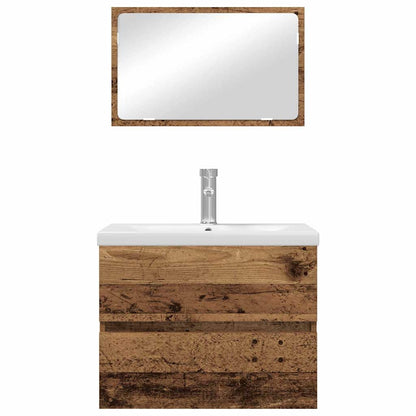 Bathroom Furniture Set 3 pcs Old Wood Engineered Wood