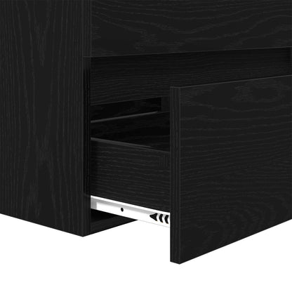 Bathroom Furniture Set 3 pcs Black Oak Engineered Wood