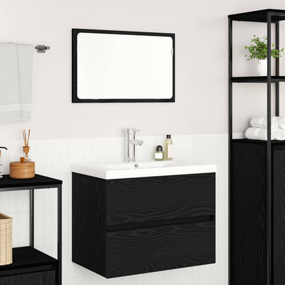 Bathroom Furniture Set 3 pcs Black Oak Engineered Wood
