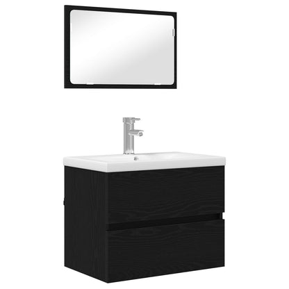 Bathroom Furniture Set 3 pcs Black Oak Engineered Wood