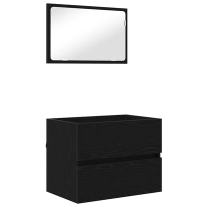 Bathroom Furniture Set 3 pcs Black Oak Engineered Wood