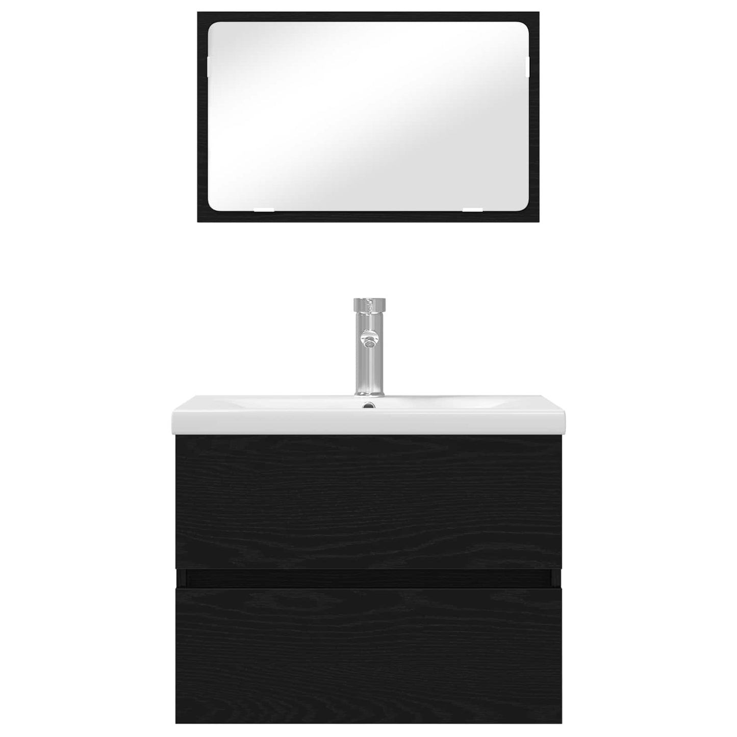 Bathroom Furniture Set 3 pcs Black Oak Engineered Wood