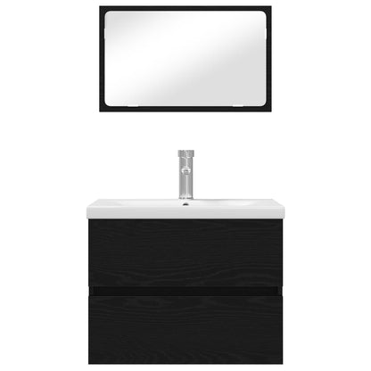 Bathroom Furniture Set 3 pcs Black Oak Engineered Wood