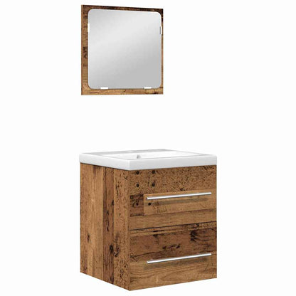 Bathroom Furniture Set 2 pcs Old Wood Engineered Wood