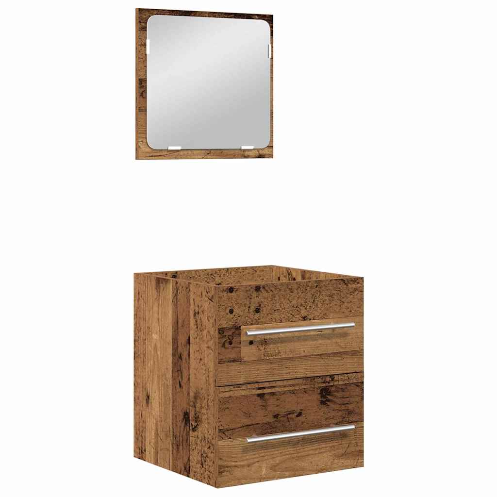 Bathroom Furniture Set 2 pcs Old Wood Engineered Wood