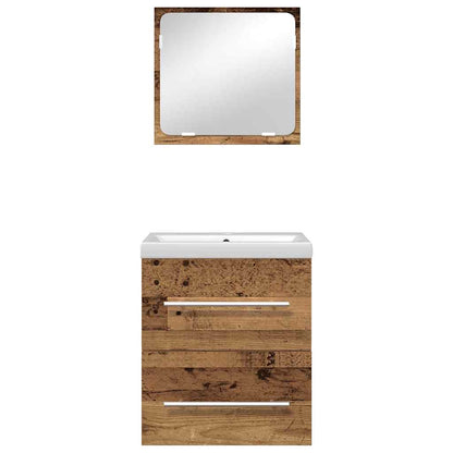 Bathroom Furniture Set 2 pcs Old Wood Engineered Wood