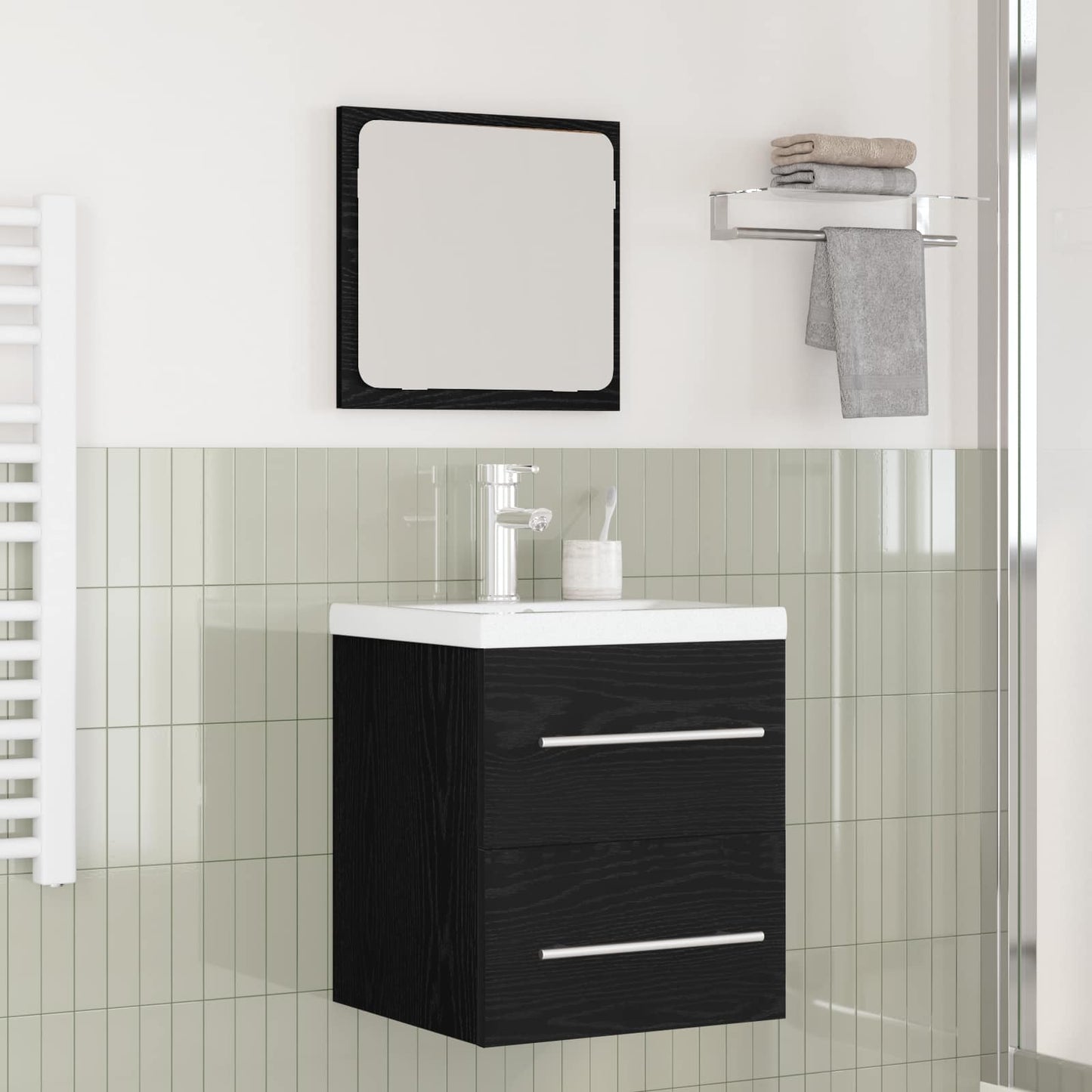 Bathroom Furniture Set 2 pcs Black Oak Engineered Wood