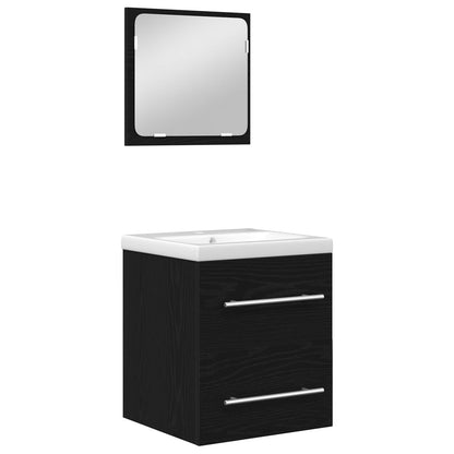 Bathroom Furniture Set 2 pcs Black Oak Engineered Wood