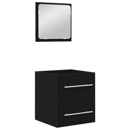 Bathroom Furniture Set 2 pcs Black Oak Engineered Wood