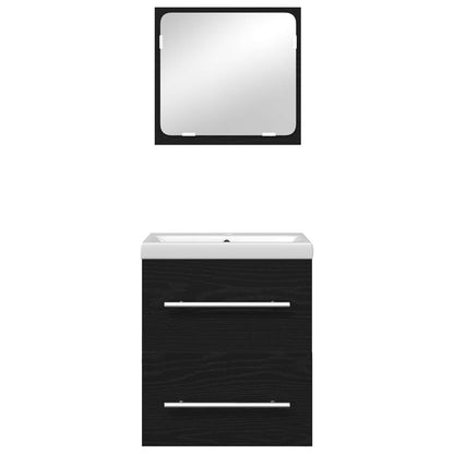 Bathroom Furniture Set 2 pcs Black Oak Engineered Wood