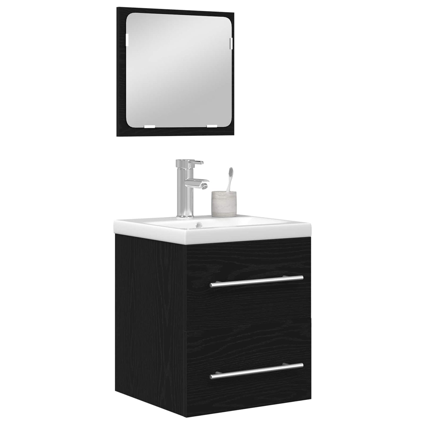 Bathroom Furniture Set 2 pcs Black Oak Engineered Wood