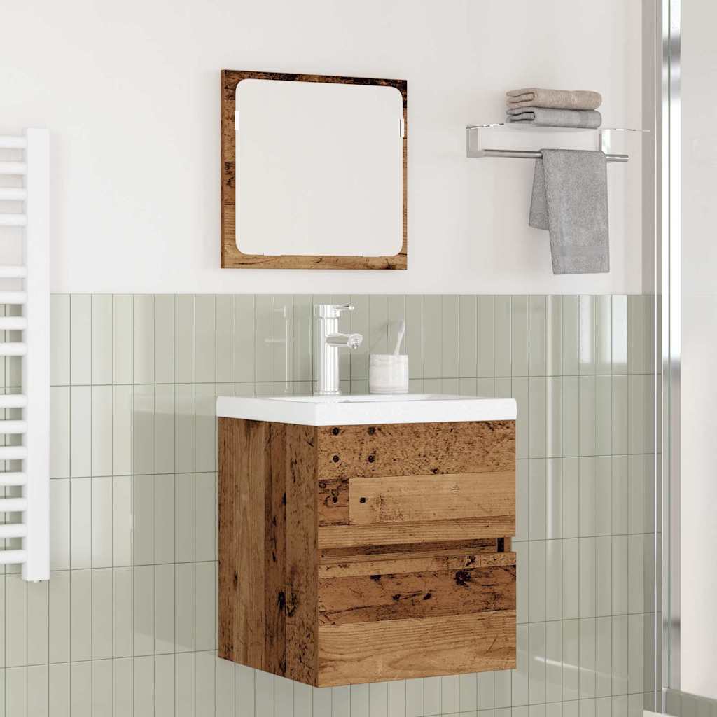 Bathroom Furniture Set 2 pcs Old Wood and White Engineered Wood