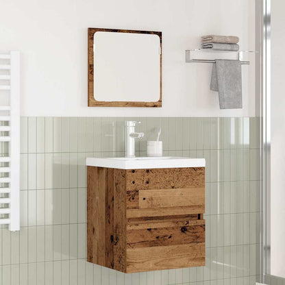 Bathroom Furniture Set 2 pcs Old Wood and White Engineered Wood