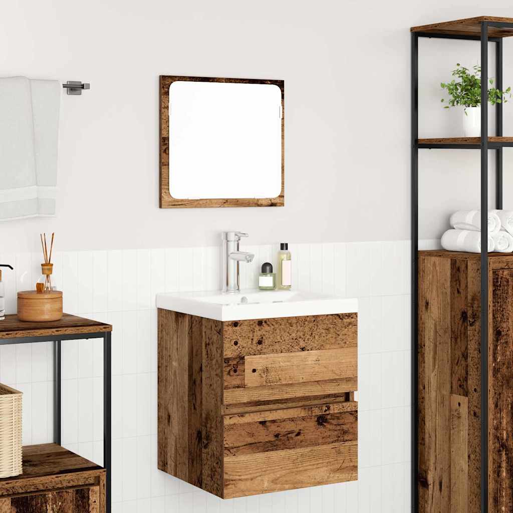 Bathroom Furniture Set 2 pcs Old Wood and White Engineered Wood