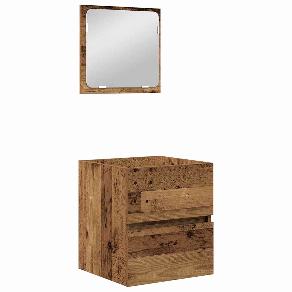 Bathroom Furniture Set 2 pcs Old Wood and White Engineered Wood