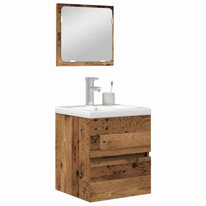 Bathroom Furniture Set 2 pcs Old Wood and White Engineered Wood