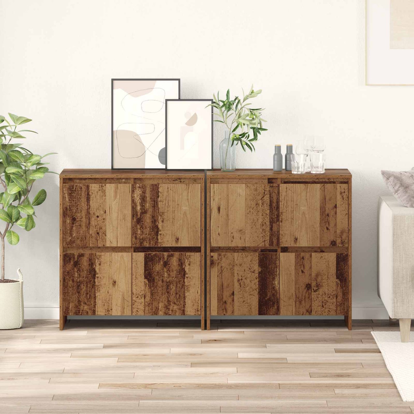 Sideboards 2 pcs Old wood 70 x 41 x 75 cm Engineered Wood