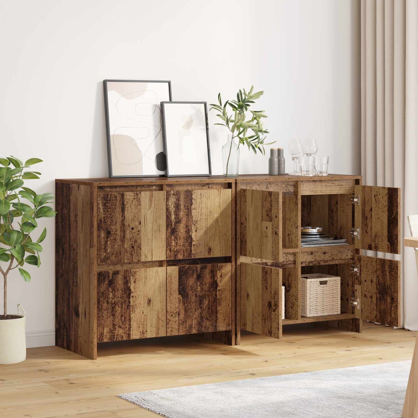 Sideboards 2 pcs Old wood 70 x 41 x 75 cm Engineered Wood