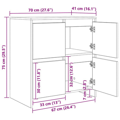 Sideboards 2 pcs Old wood 70 x 41 x 75 cm Engineered Wood