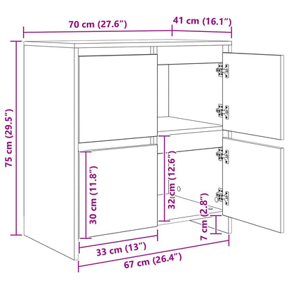 Sideboards 2 pcs Old wood 70 x 41 x 75 cm Engineered Wood