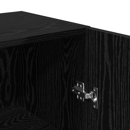 TV Cabinet Set Wall-mounted Black Oak Engineered Wood