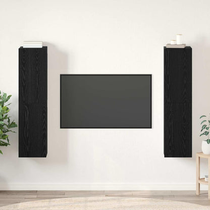 TV Cabinet Set 4 pcs Black Oak Engineered Wood