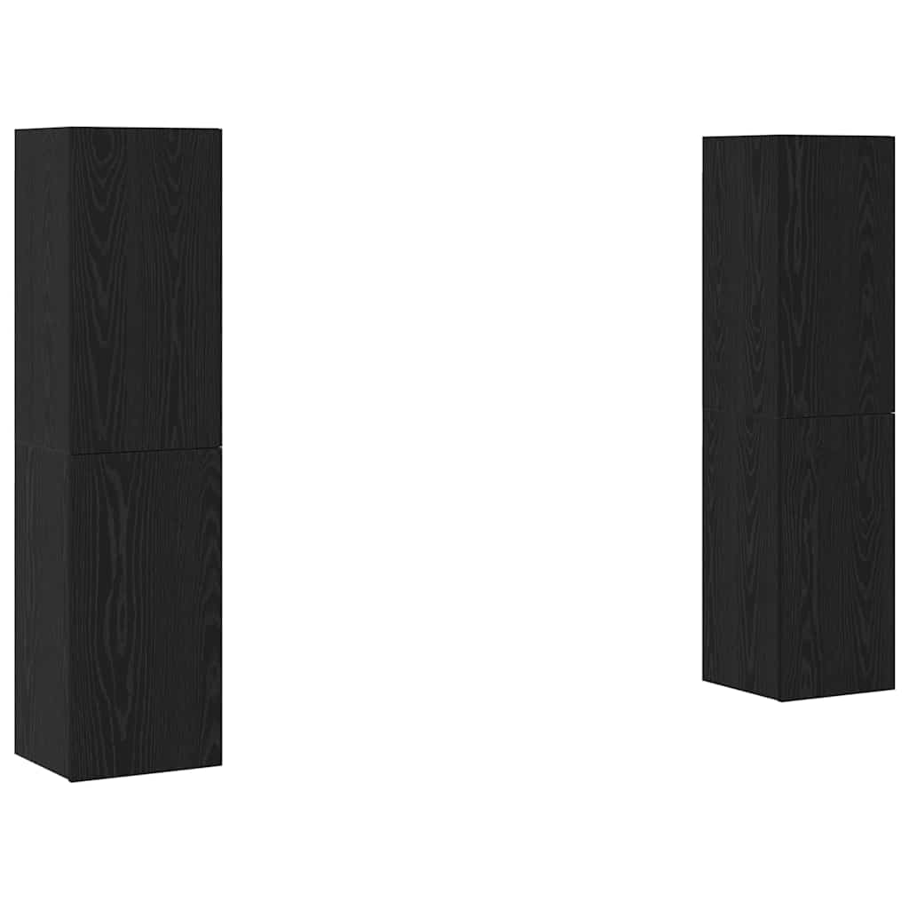 TV Cabinet Set 4 pcs Black Oak Engineered Wood