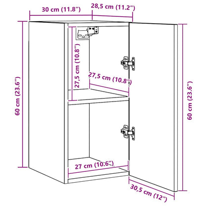 TV Cabinet Set Wall-mounted Black Oak Engineered Wood