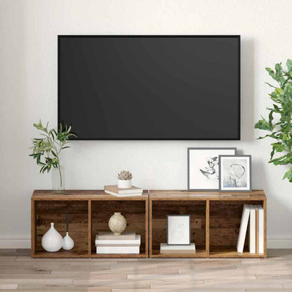 TV Cabinet Set 2 pcs Old Wood 37 x 35 x 72 cm Engineered Wood