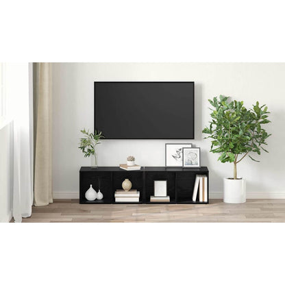 TV Cabinet Set 2 pcs Black Oak 37 x 35 x 72 cm Engineered Wood