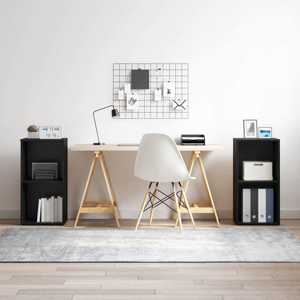 TV Cabinet Set 2 pcs Black Oak Engineered Wood