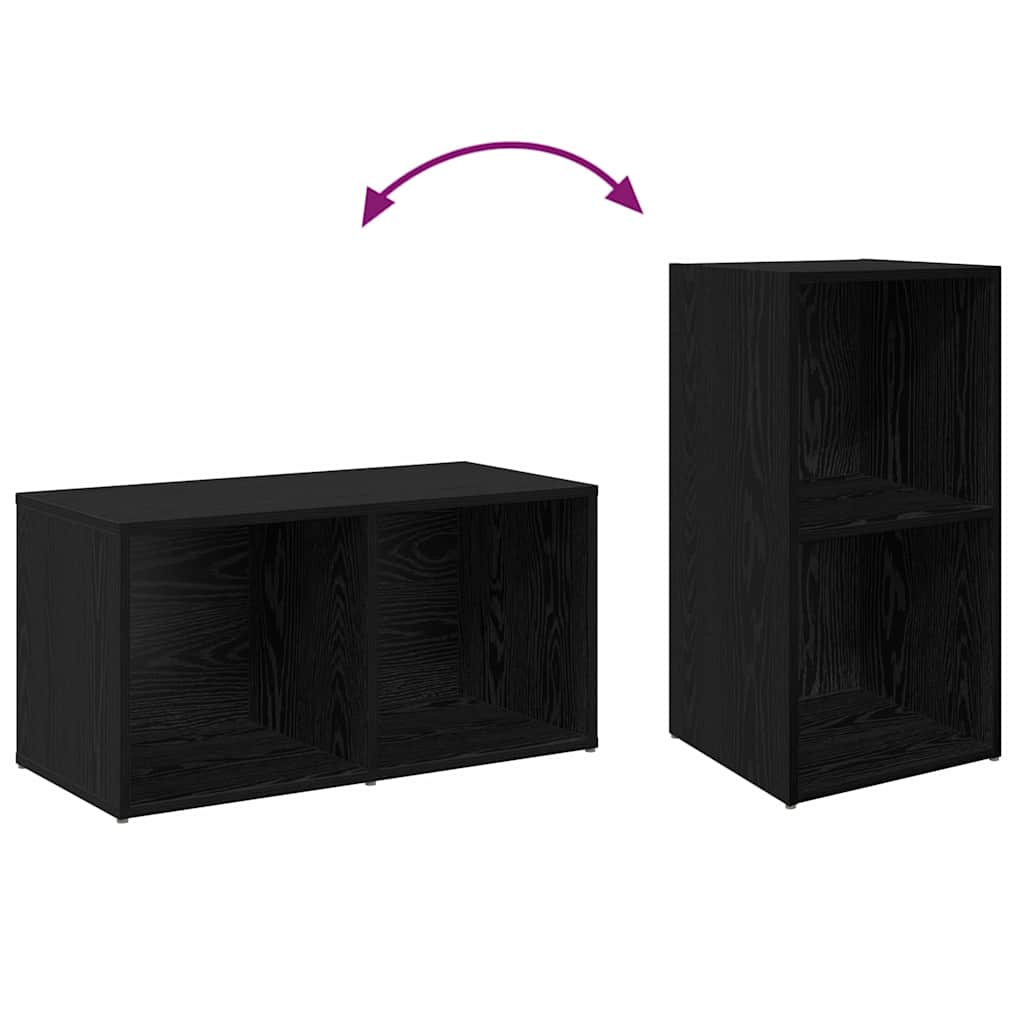TV Cabinet Set 2 pcs Black Oak Engineered Wood