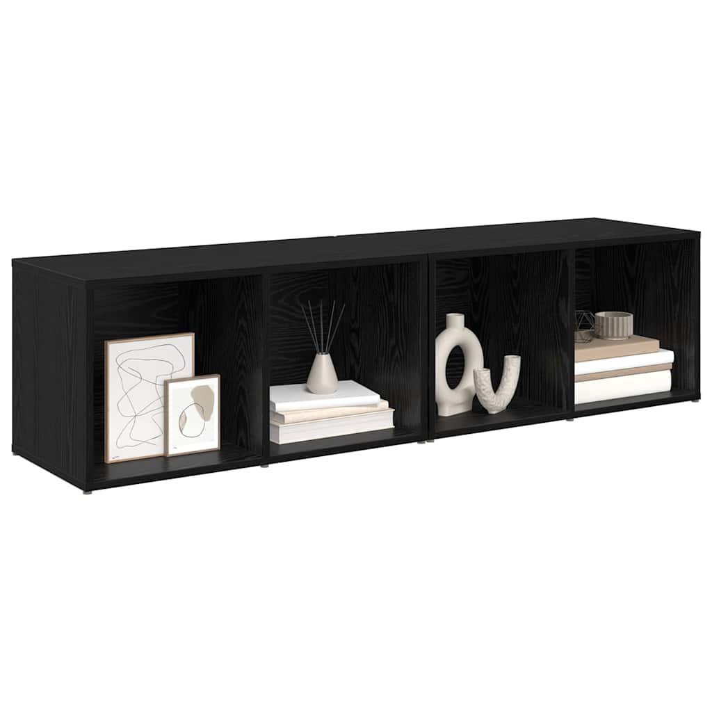 TV Cabinet Set 2 pcs Black Oak Engineered Wood