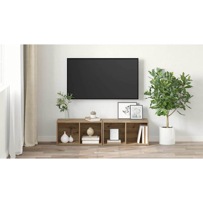 TV Cabinet Set Wall-mounted 2 pcs Artisan Oak 37 x 35 x 72 cm