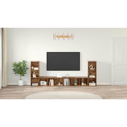 TV Cabinet Set 4 pcs Old Wood 37 x 35 x 107 cm Engineered Wood