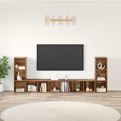 TV Cabinet Set 4 pcs Old Wood 37 x 35 x 107 cm Engineered Wood