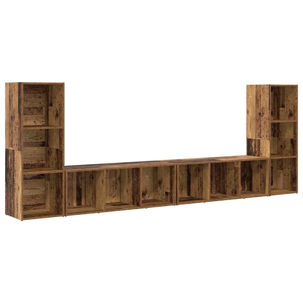 TV Cabinet Set 4 pcs Old Wood 37 x 35 x 107 cm Engineered Wood