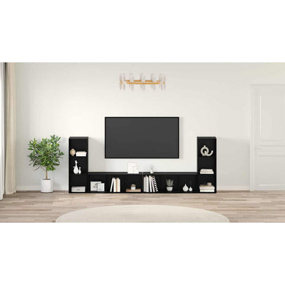 TV Cabinet Set 4 pcs Black Oak 37 x 35 x 107 cm Engineered Wood