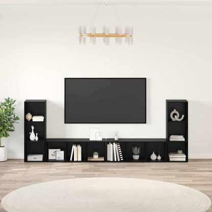 TV Cabinet Set 4 pcs Black Oak Engineered Wood