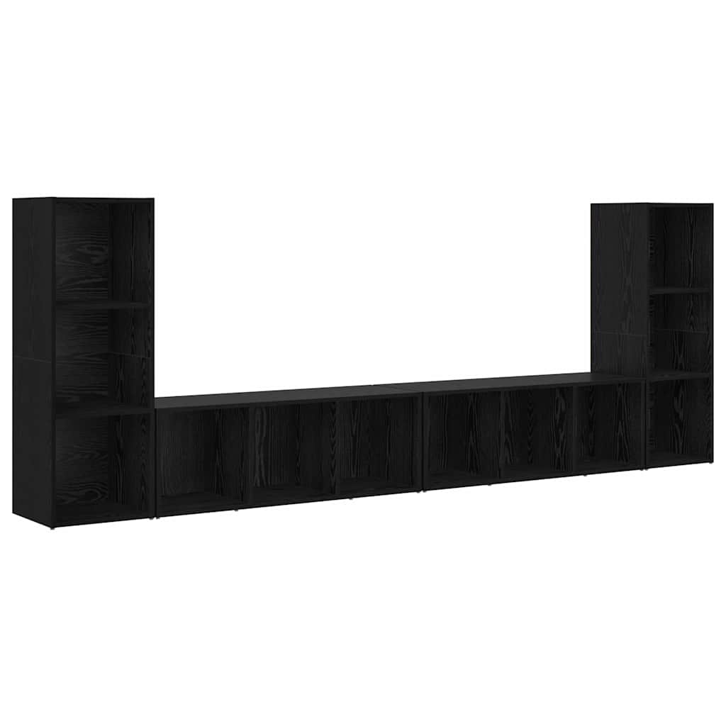 TV Cabinet Set 4 pcs Black Oak Engineered Wood
