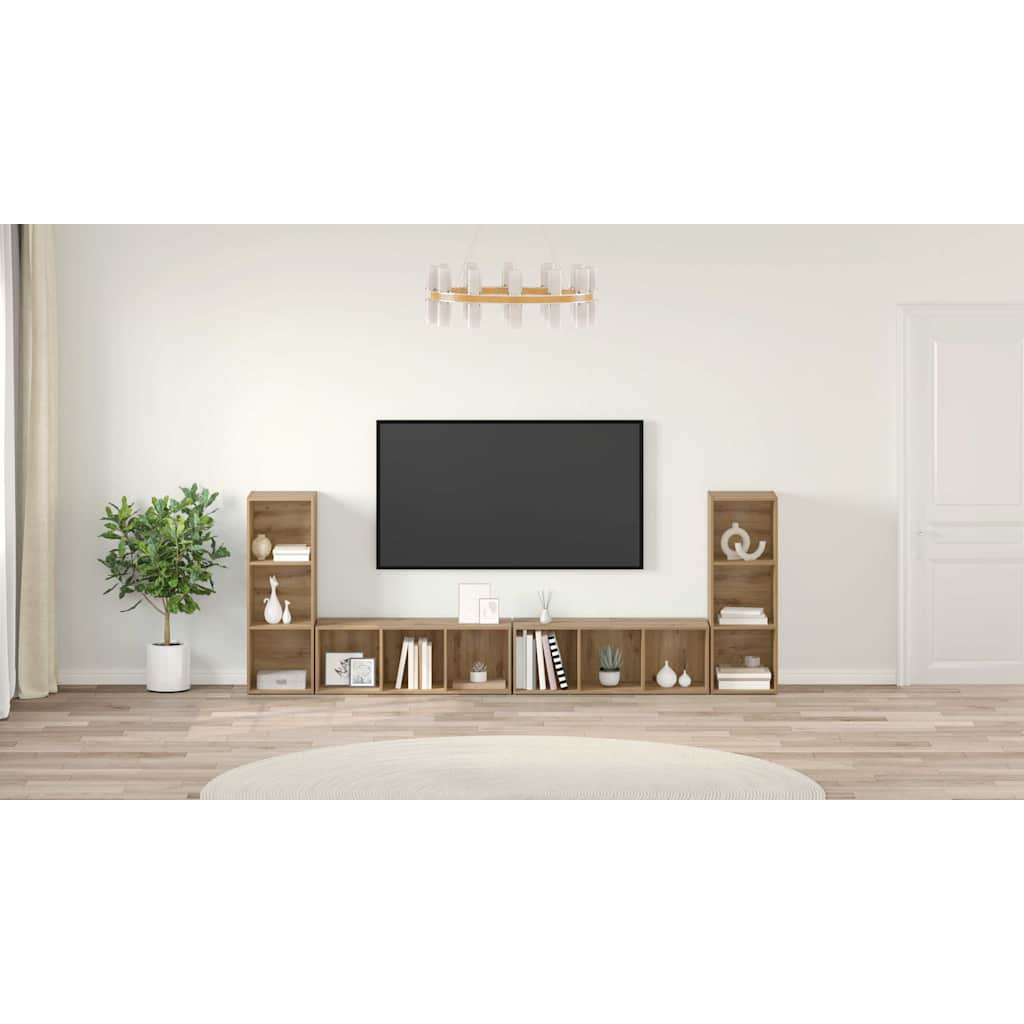 TV Cabinet Set Wall-mounted 4 pcs Artisan Oak 37 x 35 x 107 cm