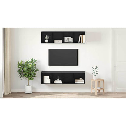 TV Cabinet Set Wall-mounted 2 pcs Black Oak 37 x 37 x 142.5 cm