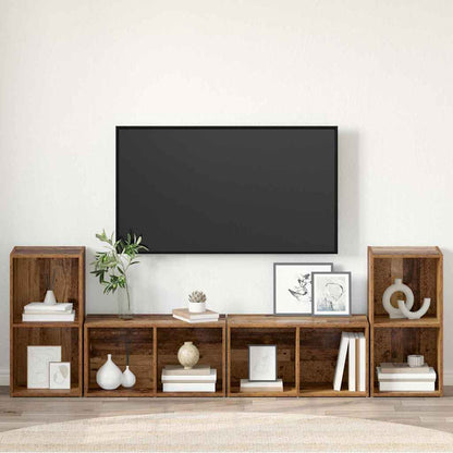 TV Cabinet Set 4 pcs Old Wood 37 x 37 x 72 cm Engineered Wood
