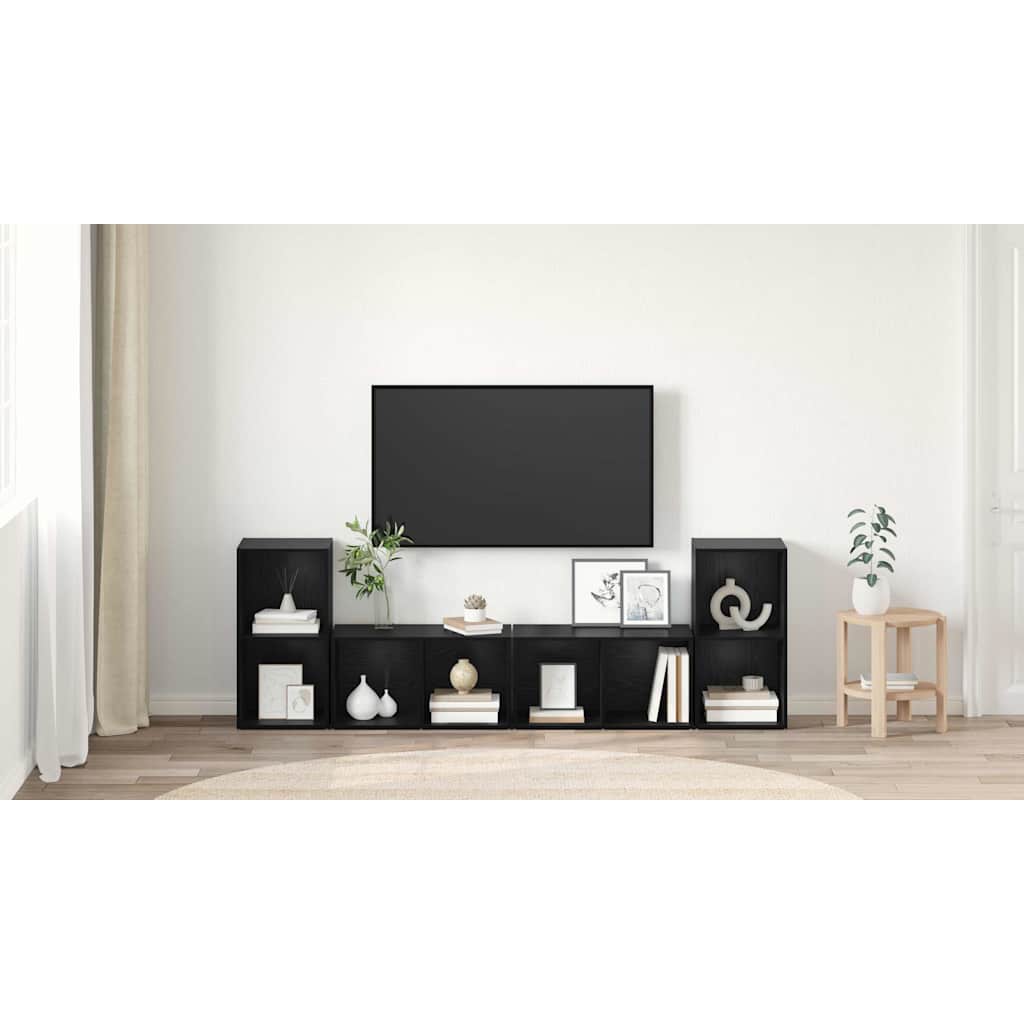 TV Cabinet Set 4 pcs Black Oak 37 x 37 x 72 cm Engineered Wood