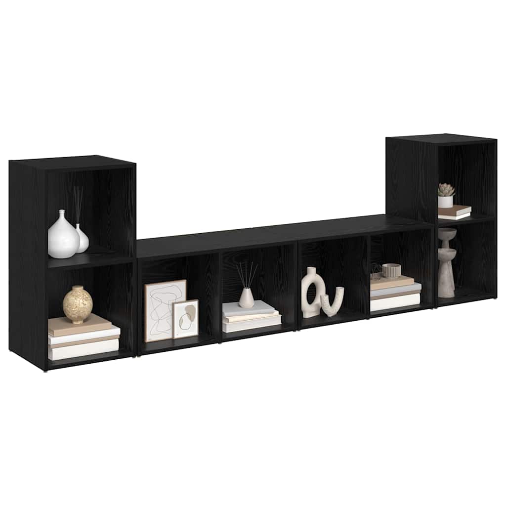TV Cabinet Set 4 pcs Black Oak 37 x 37 x 72 cm Engineered Wood