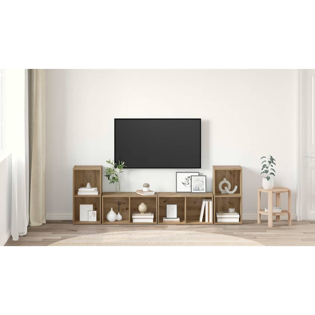 TV Cabinet Set Wall-mounted 4 pcs Artisan Oak 37 x 37 x 72 cm