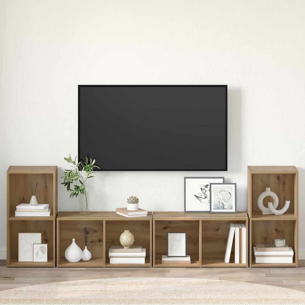 TV Cabinet Set 4 pcs Artisan Oak Engineered Wood