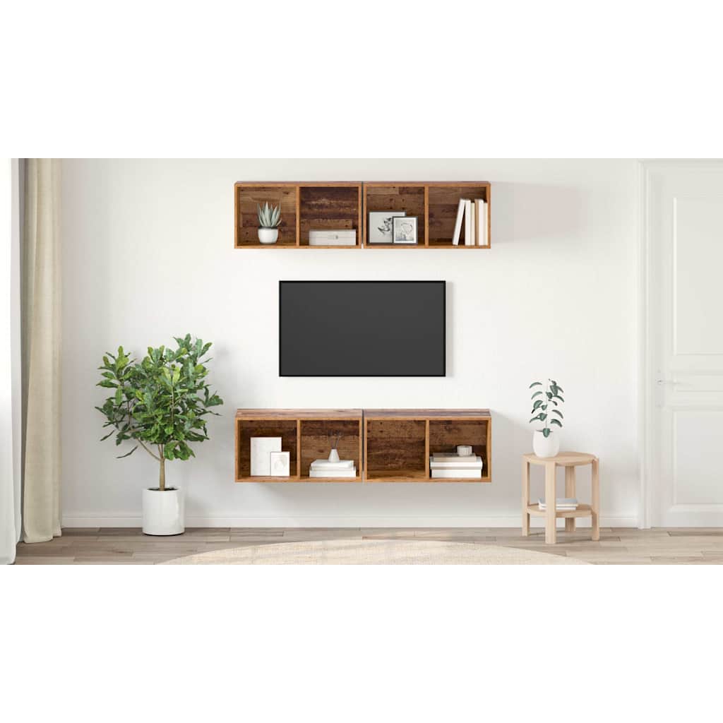 TV Cabinet Set 4 pcs Old Wood 37 x 37 x 72 cm Engineered Wood
